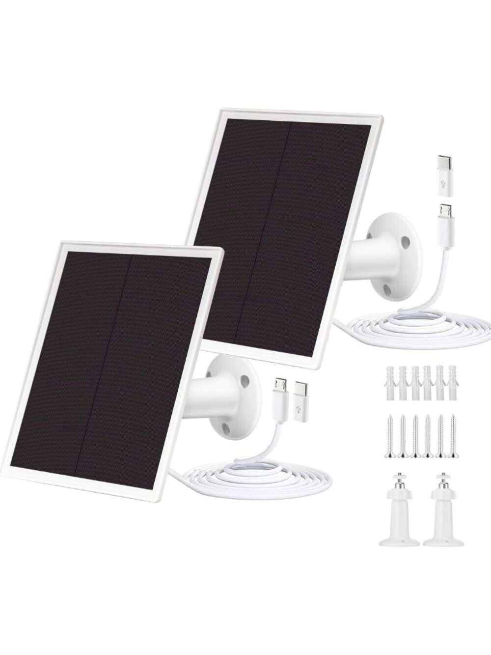 2-Pack Solar Panel Charger for Security Cameras - 5V USB Outdoor Power Supply